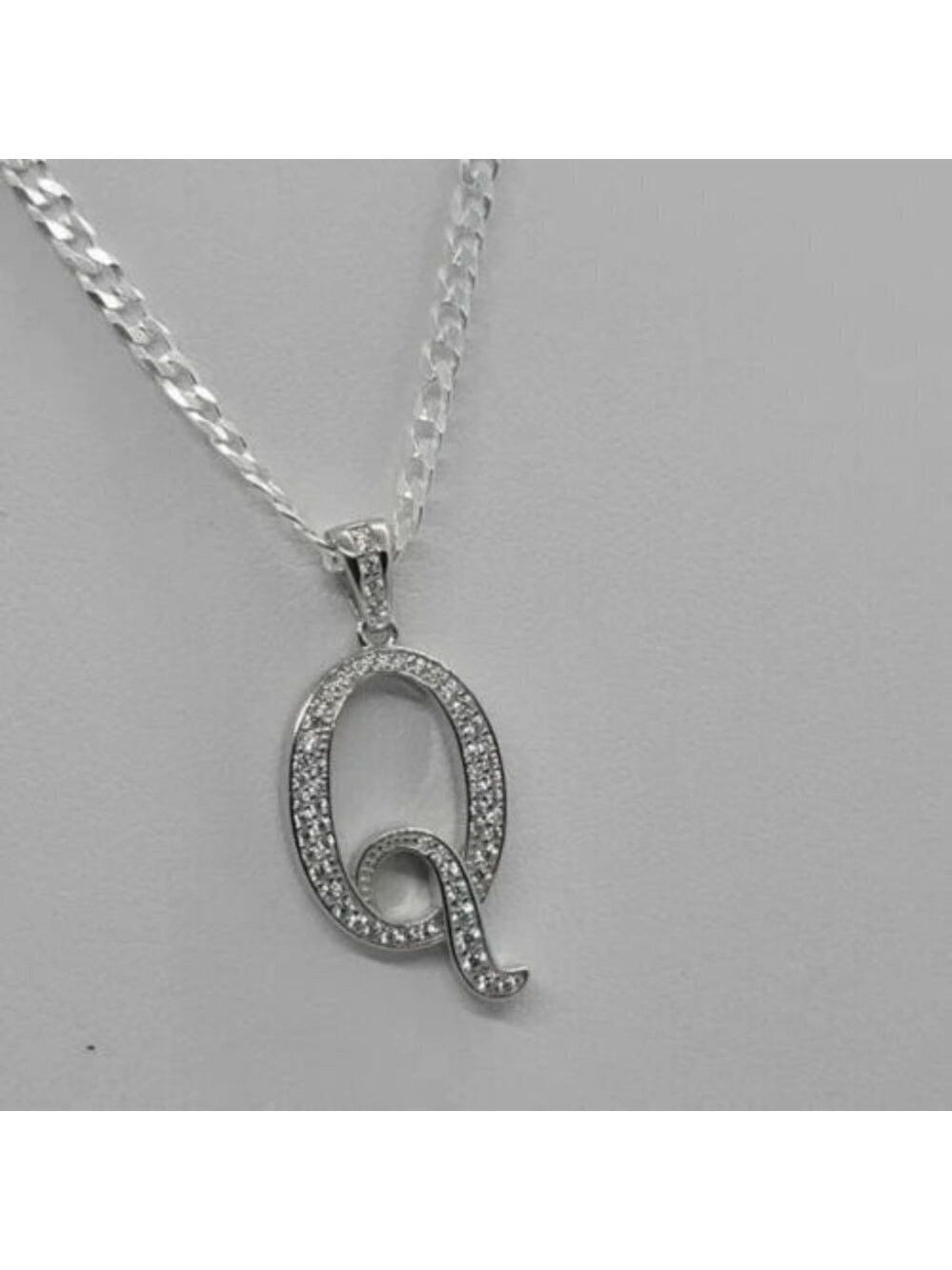 Brand New Sterling Silver 925 Letter Q Necklace